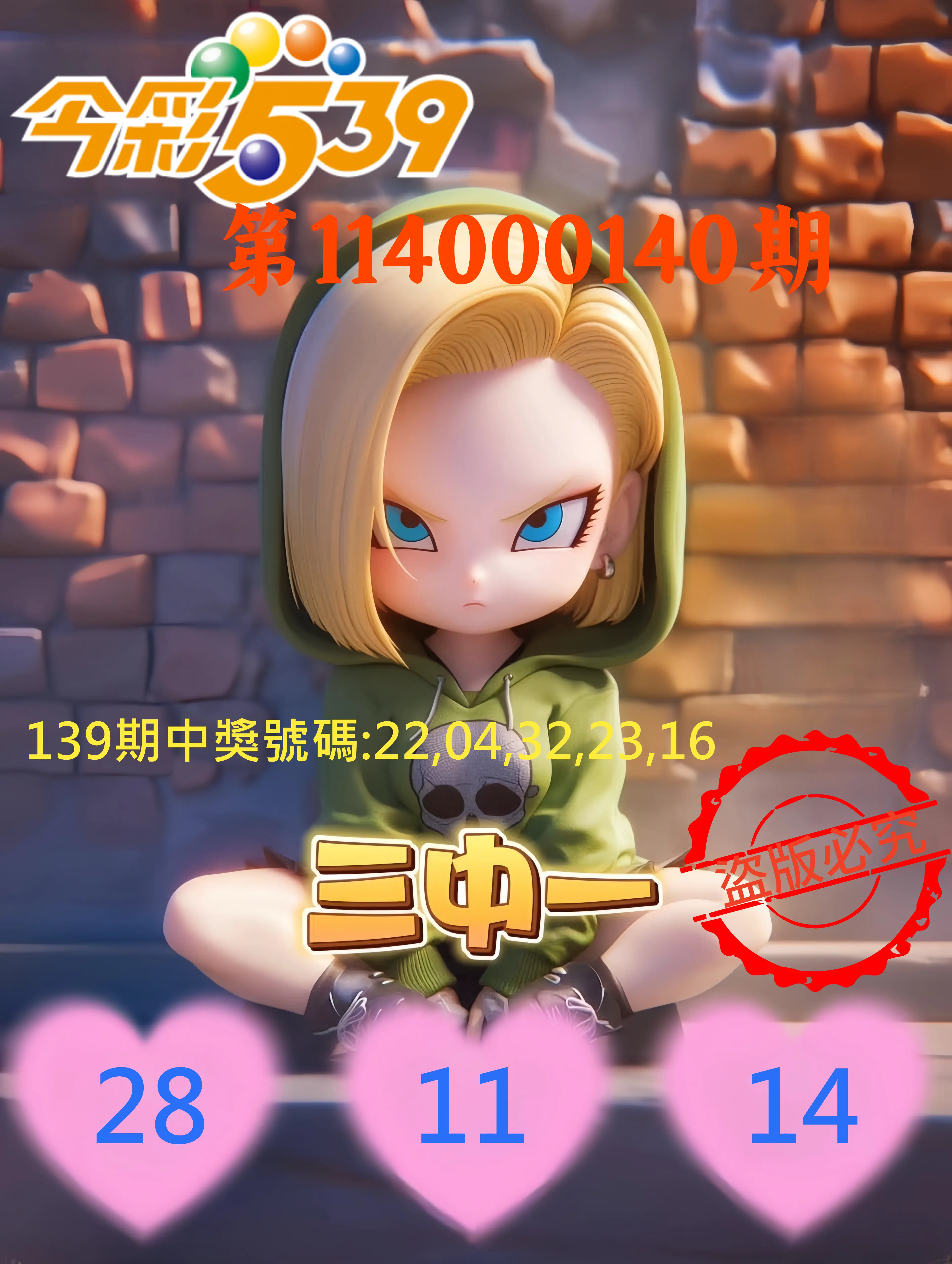 今彩539第114000140期今彩539孫恩淑三中壹牌號