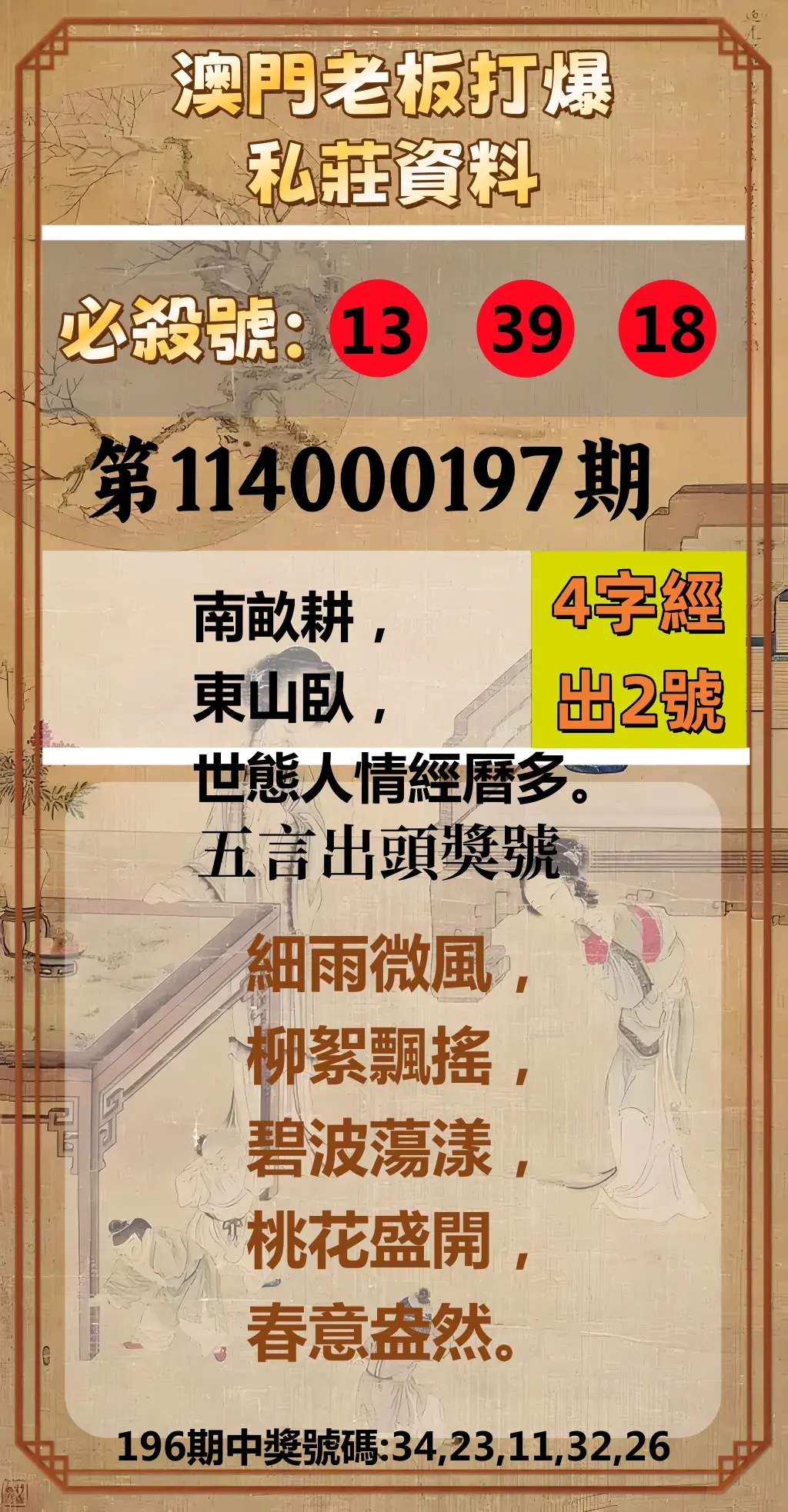 今彩539第114000197期(08/14)澳門老板打爆私莊資料