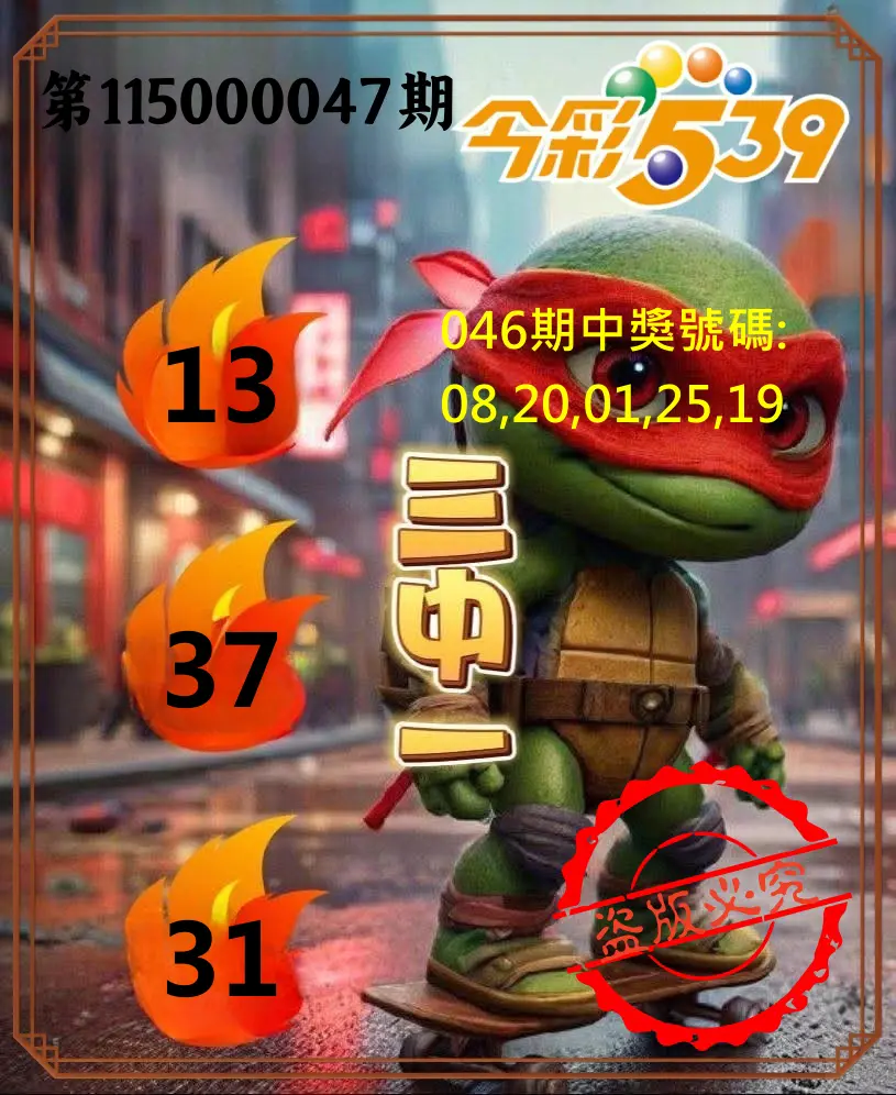 今彩539第115000047期(02/22)今彩539青蛙王子三中壹牌號預測