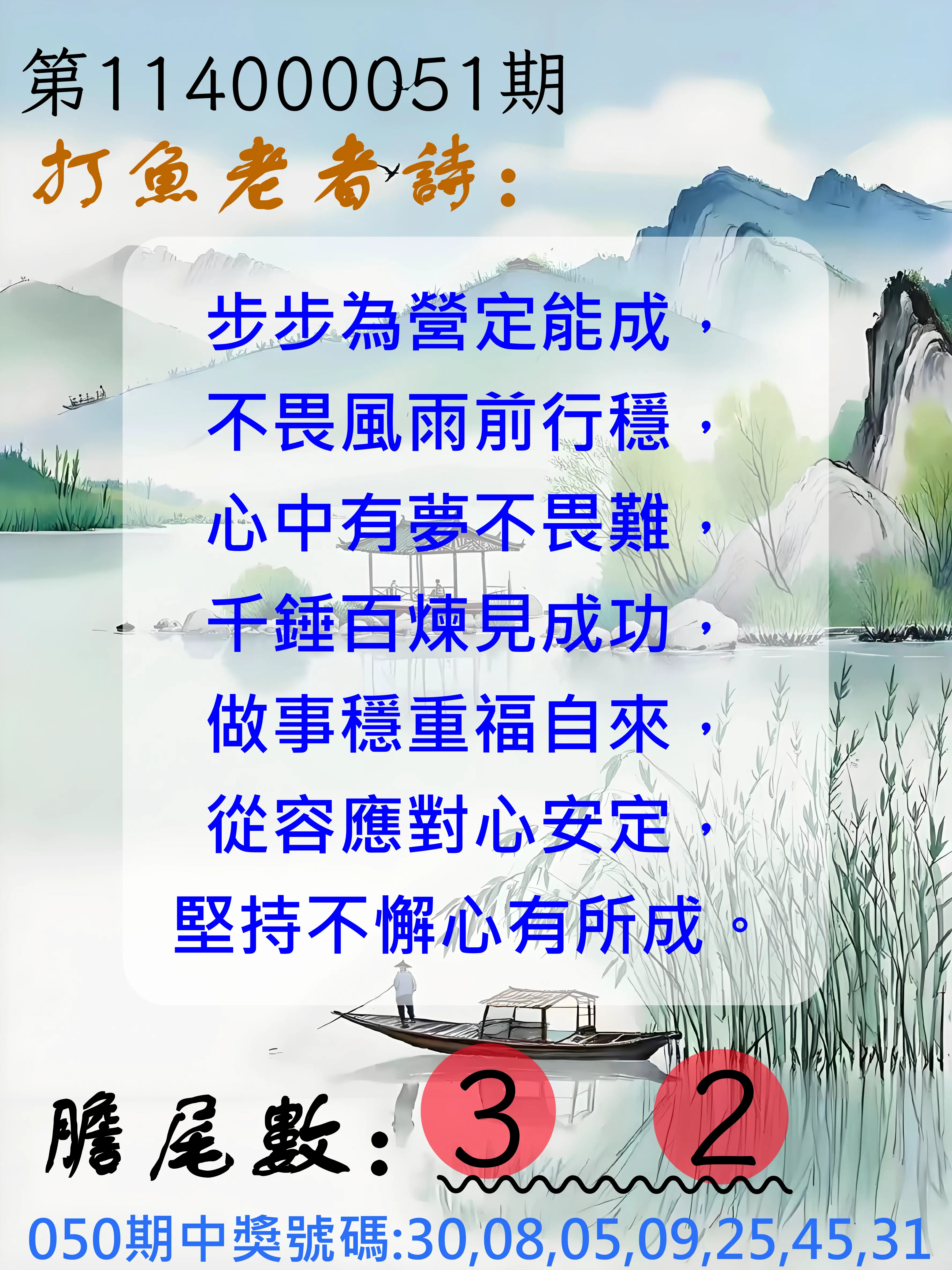 大樂透第114000051期打魚老者詩