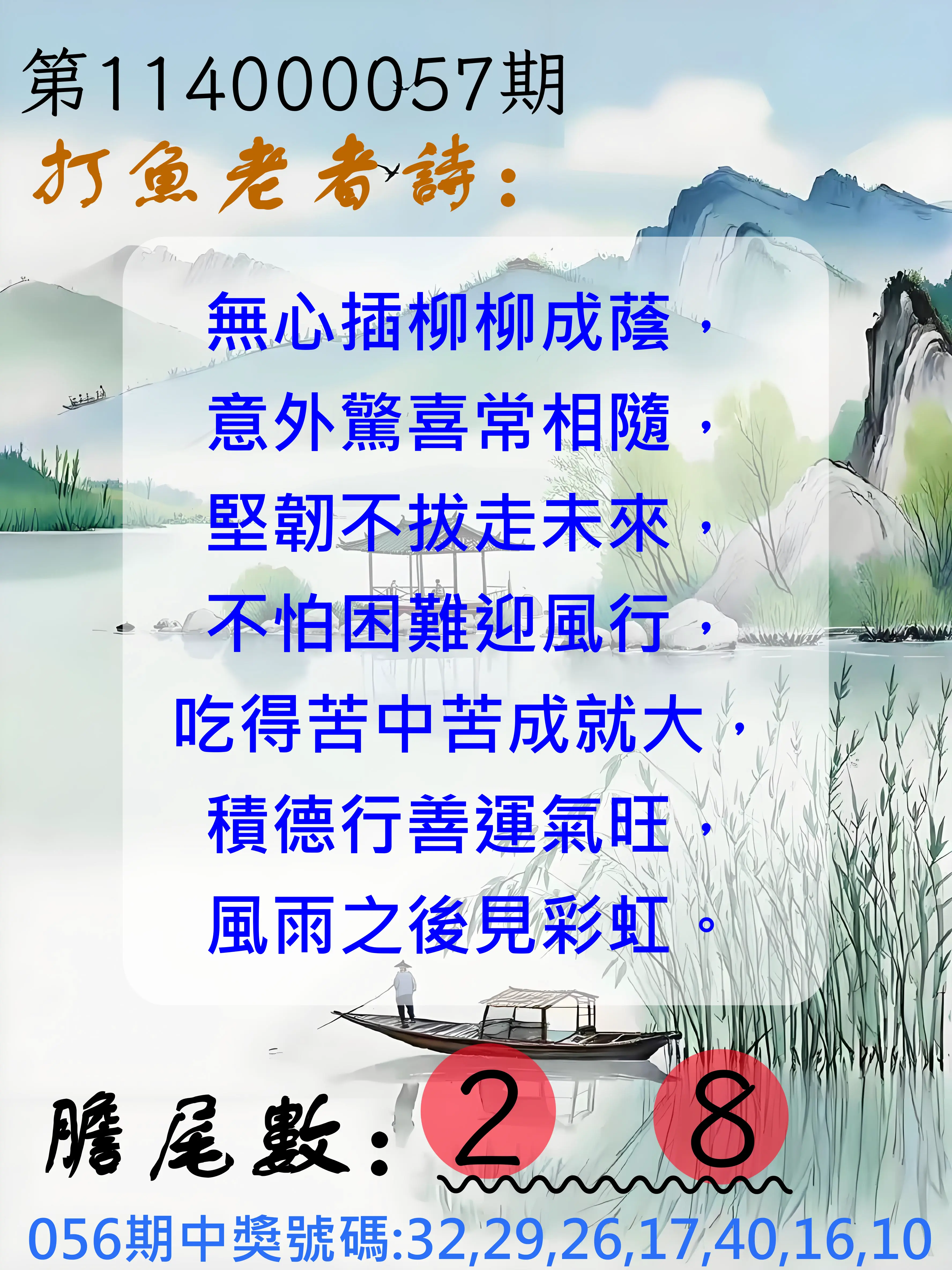 大樂透第114000057期打魚老者詩