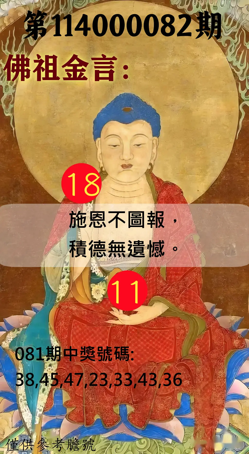 大樂透第114000082期(08/29)佛祖金言