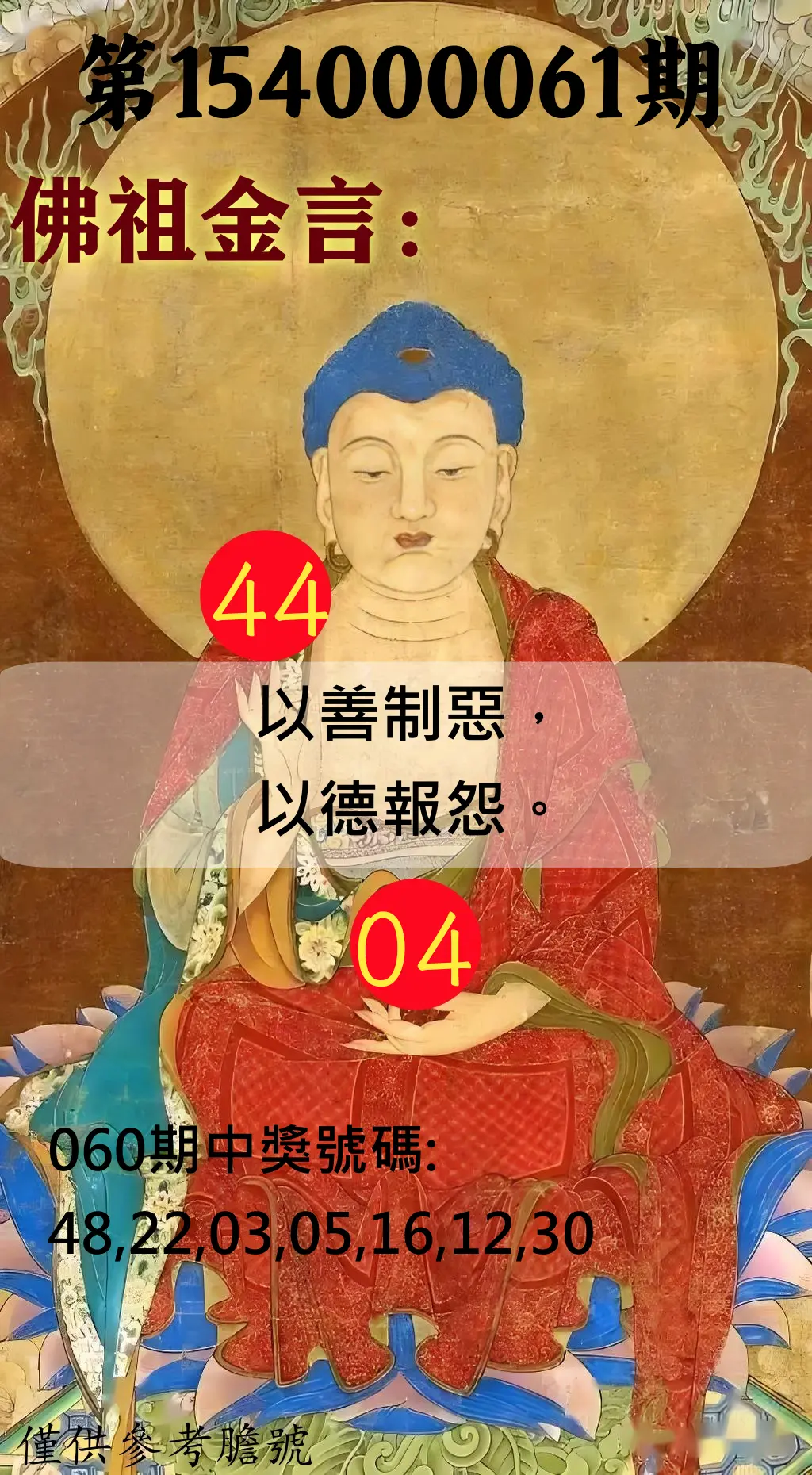 大樂透第154000061期佛祖金言