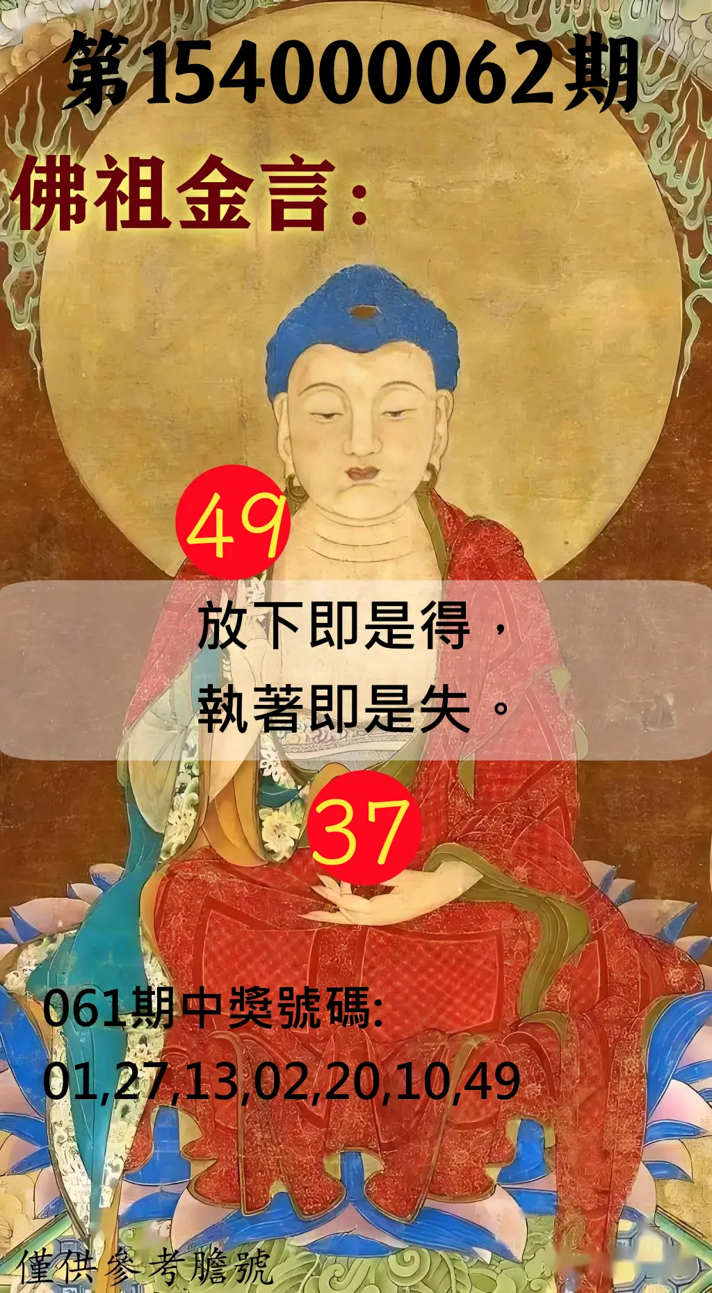 大樂透第154000062期佛祖金言