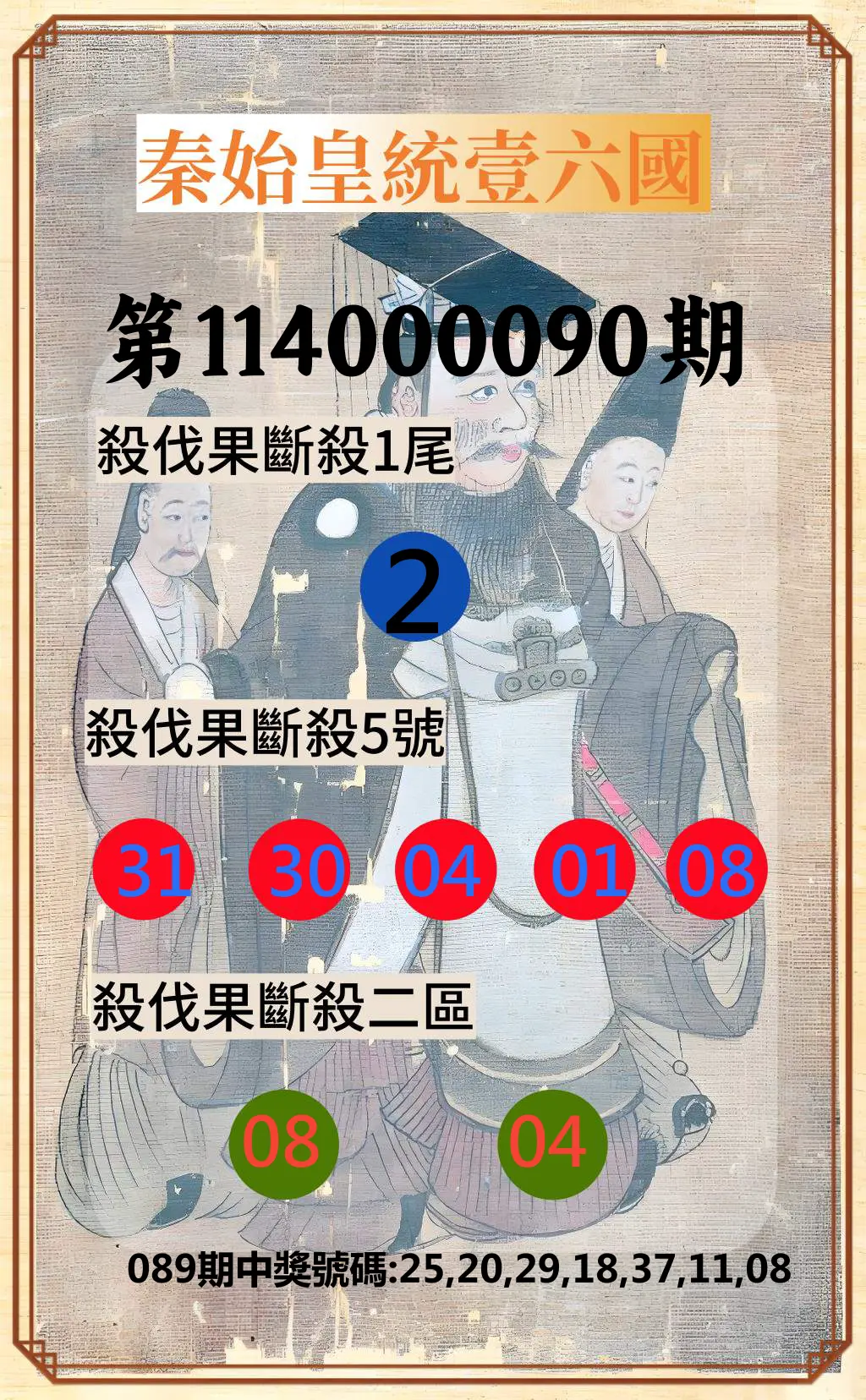 威力彩第114000090期(11/10)秦始皇統壹六國