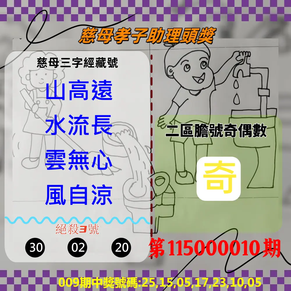 威力彩第115000010期(02/02)慈母孝子助理頭獎