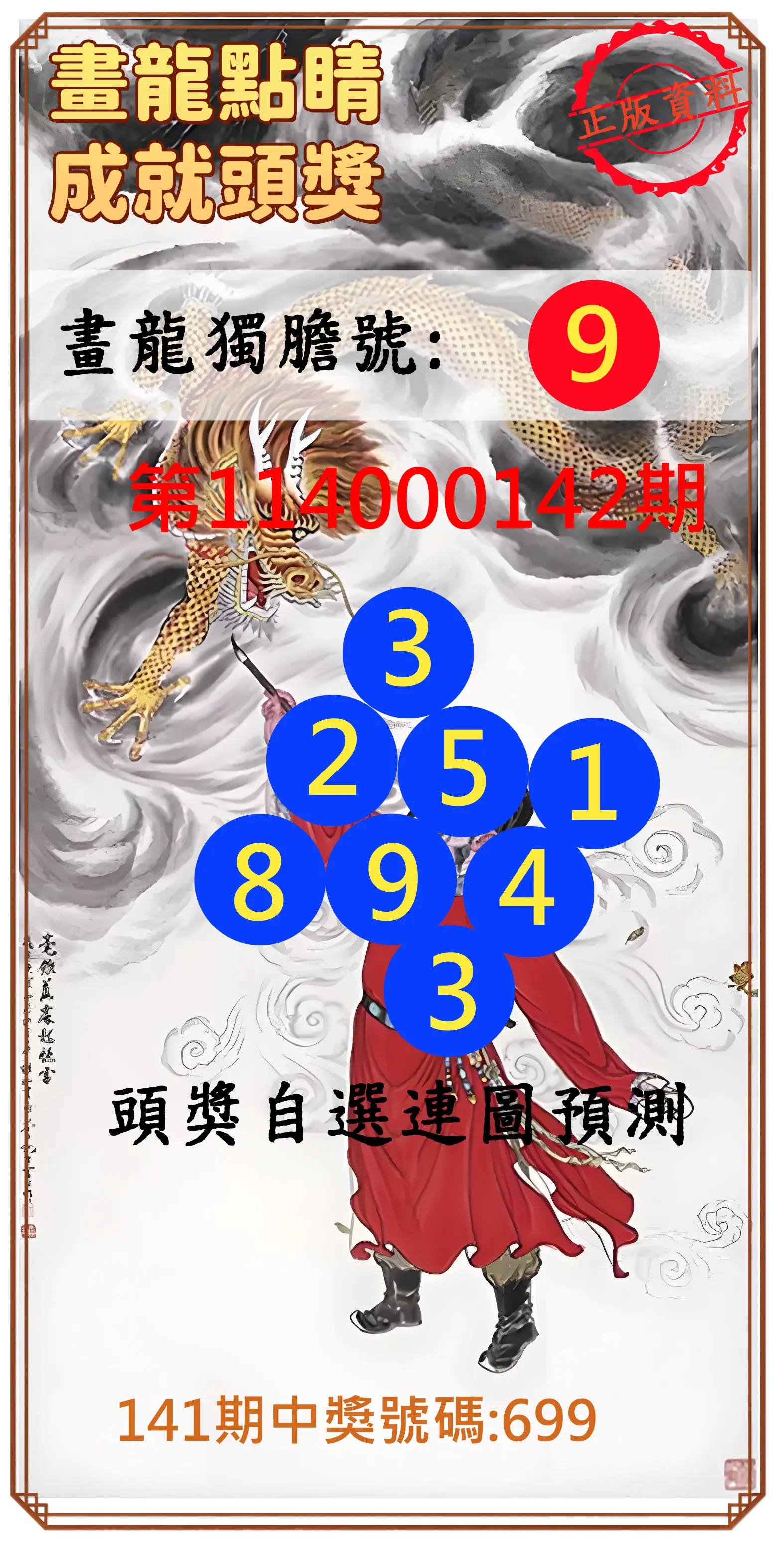 3星彩第114000142期畫龍點睛成就頭獎