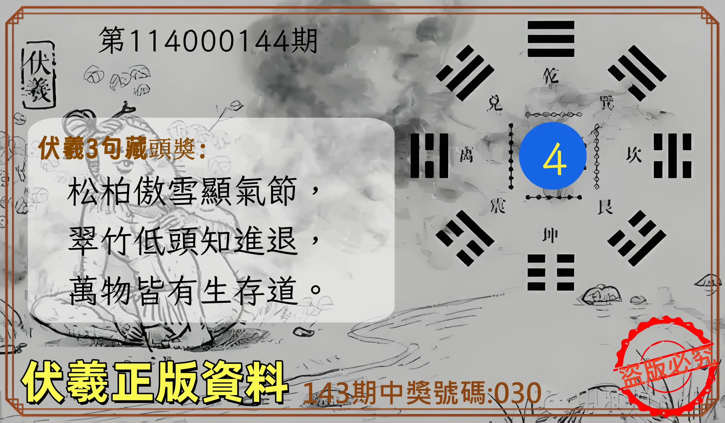 3星彩第114000144期伏羲正版資料