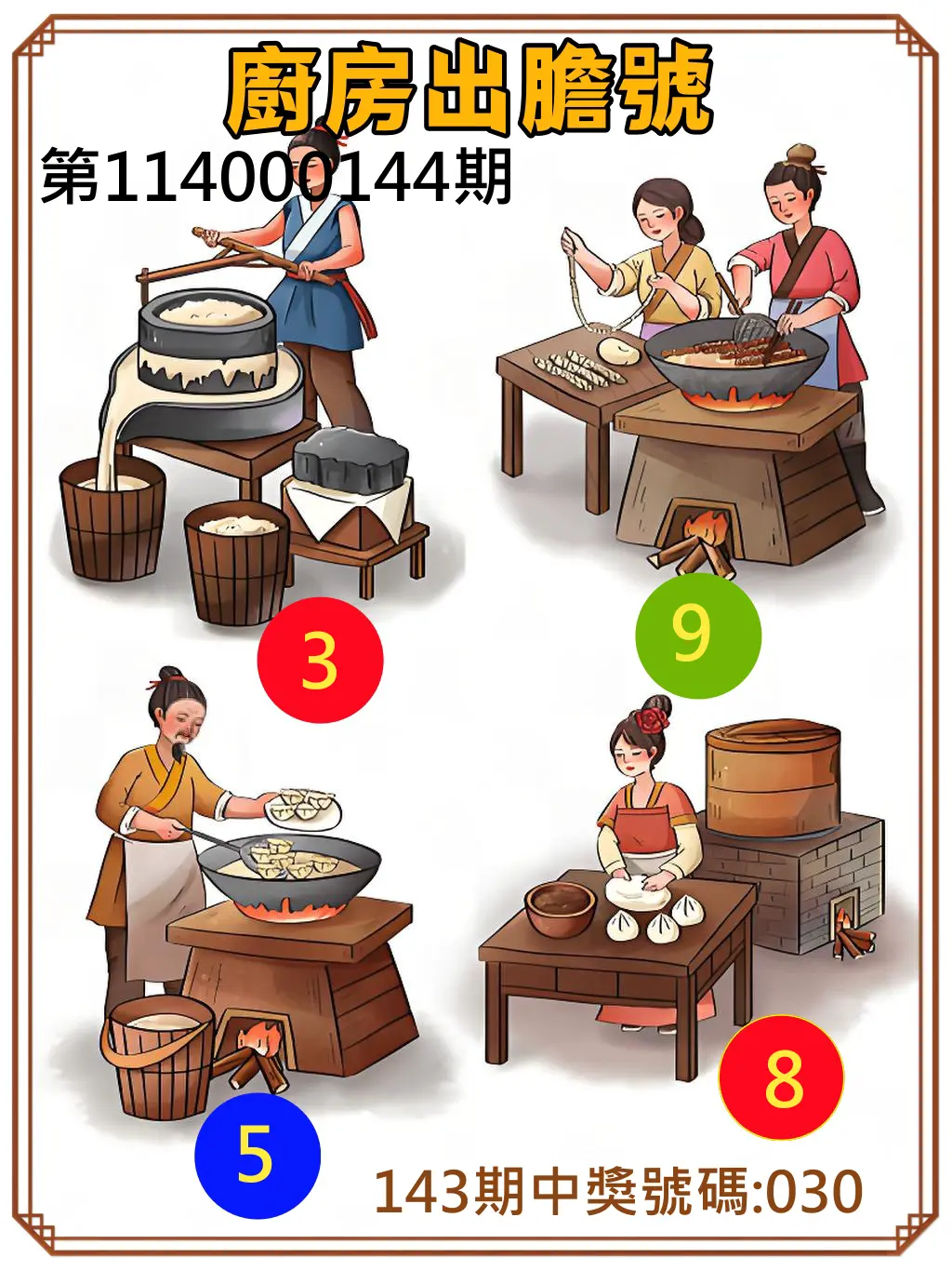 3星彩第114000144期廚房出膽號