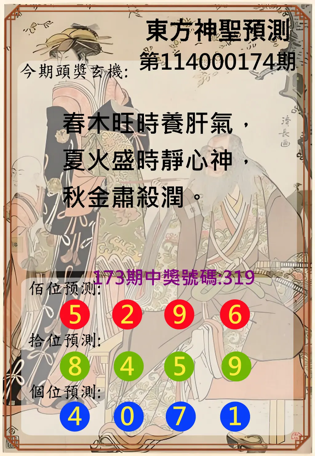 3星彩第114000174期(07/18)東方神聖預測