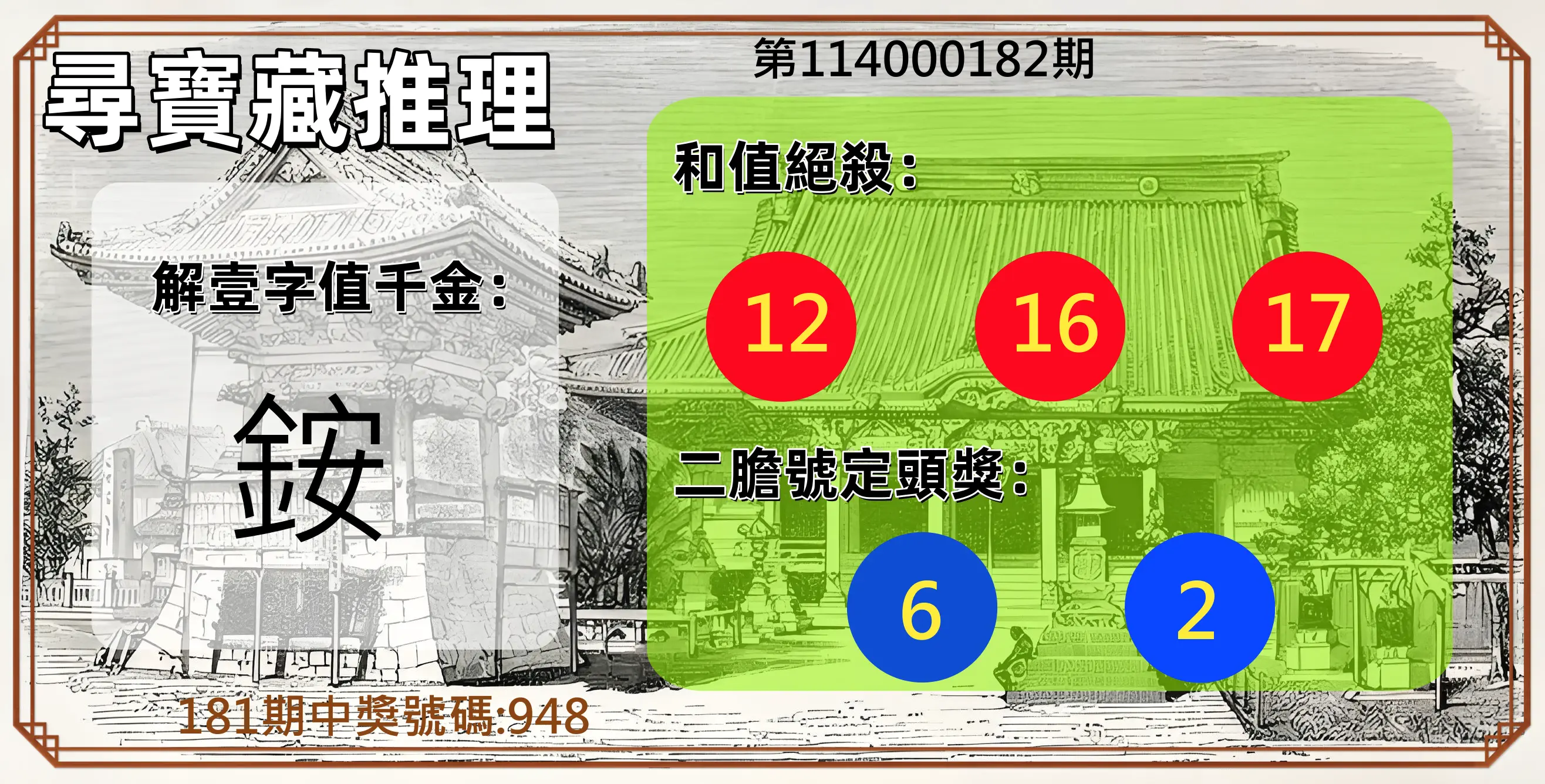 3星彩第114000182期(07/28)尋寶藏推理