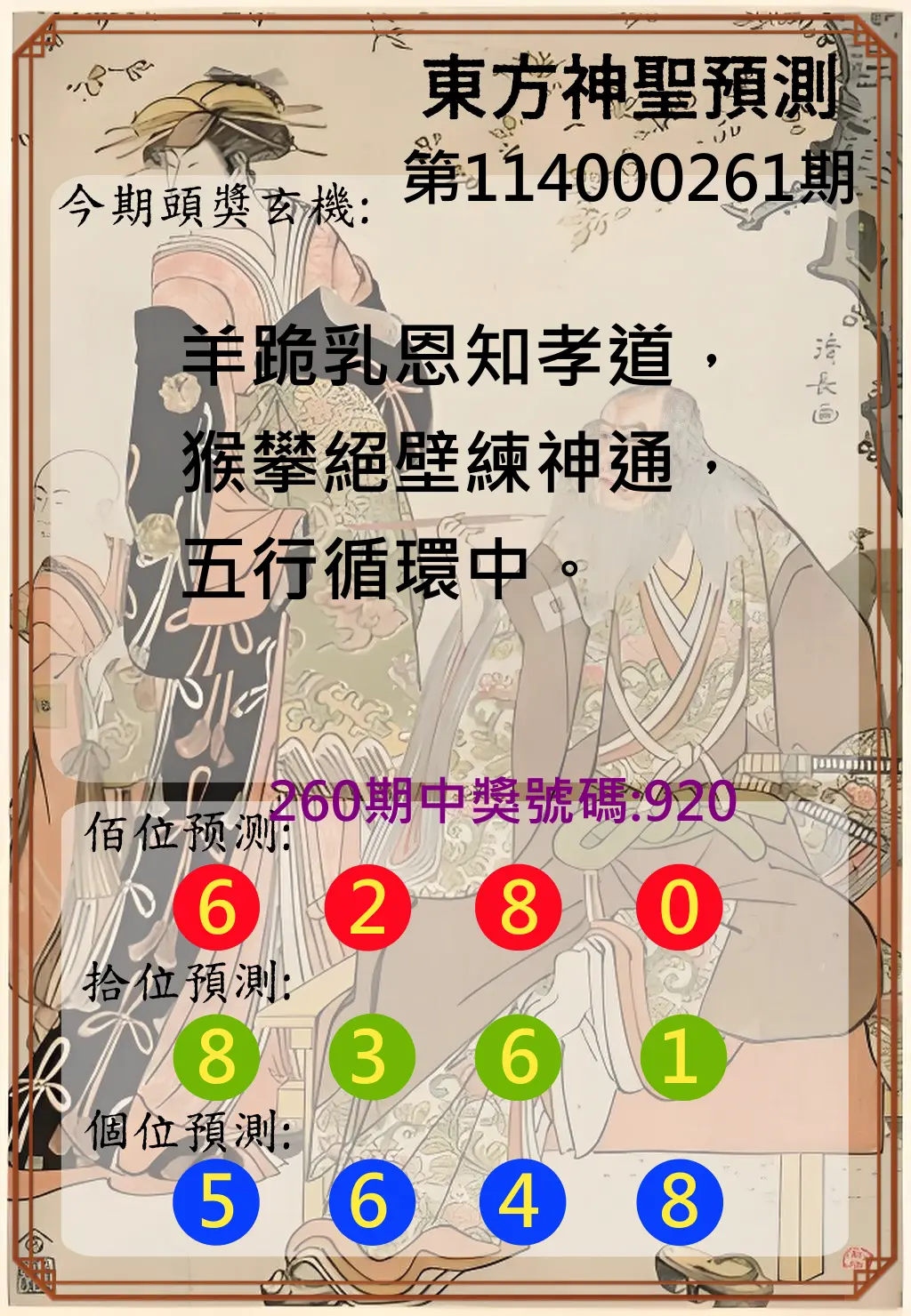 3星彩第114000261期(10/28)東方神聖預測