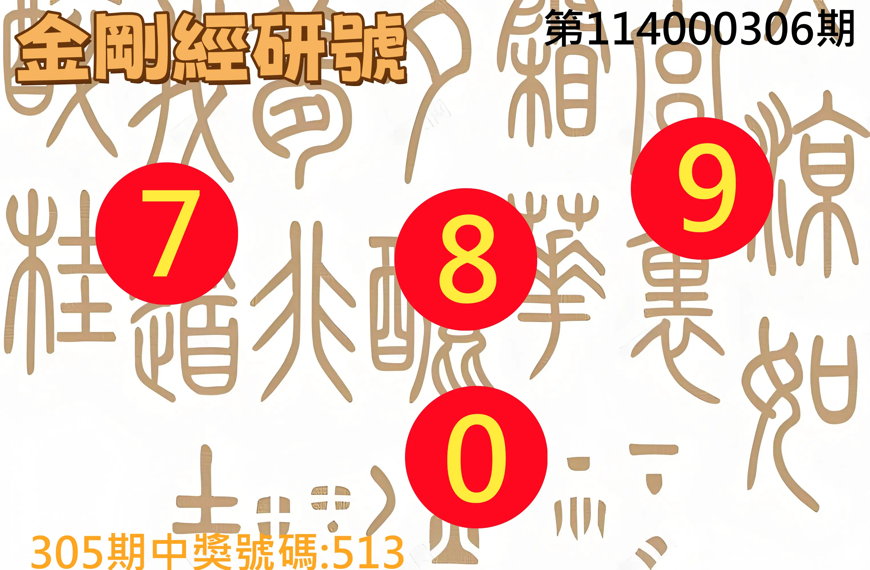 3星彩第114000306期(12/19)金剛經研號