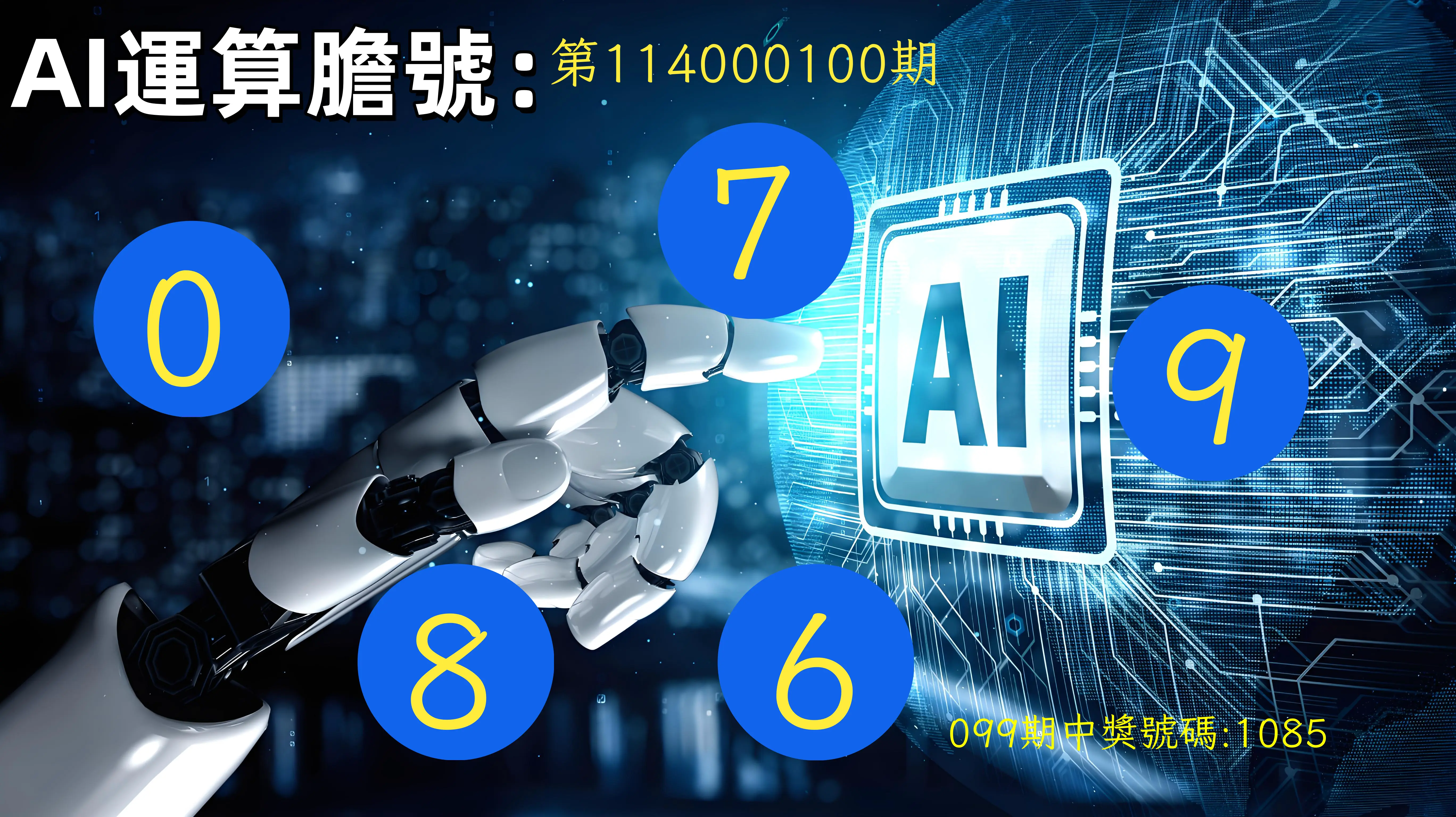 4星彩第114000100期AI運算膽號
