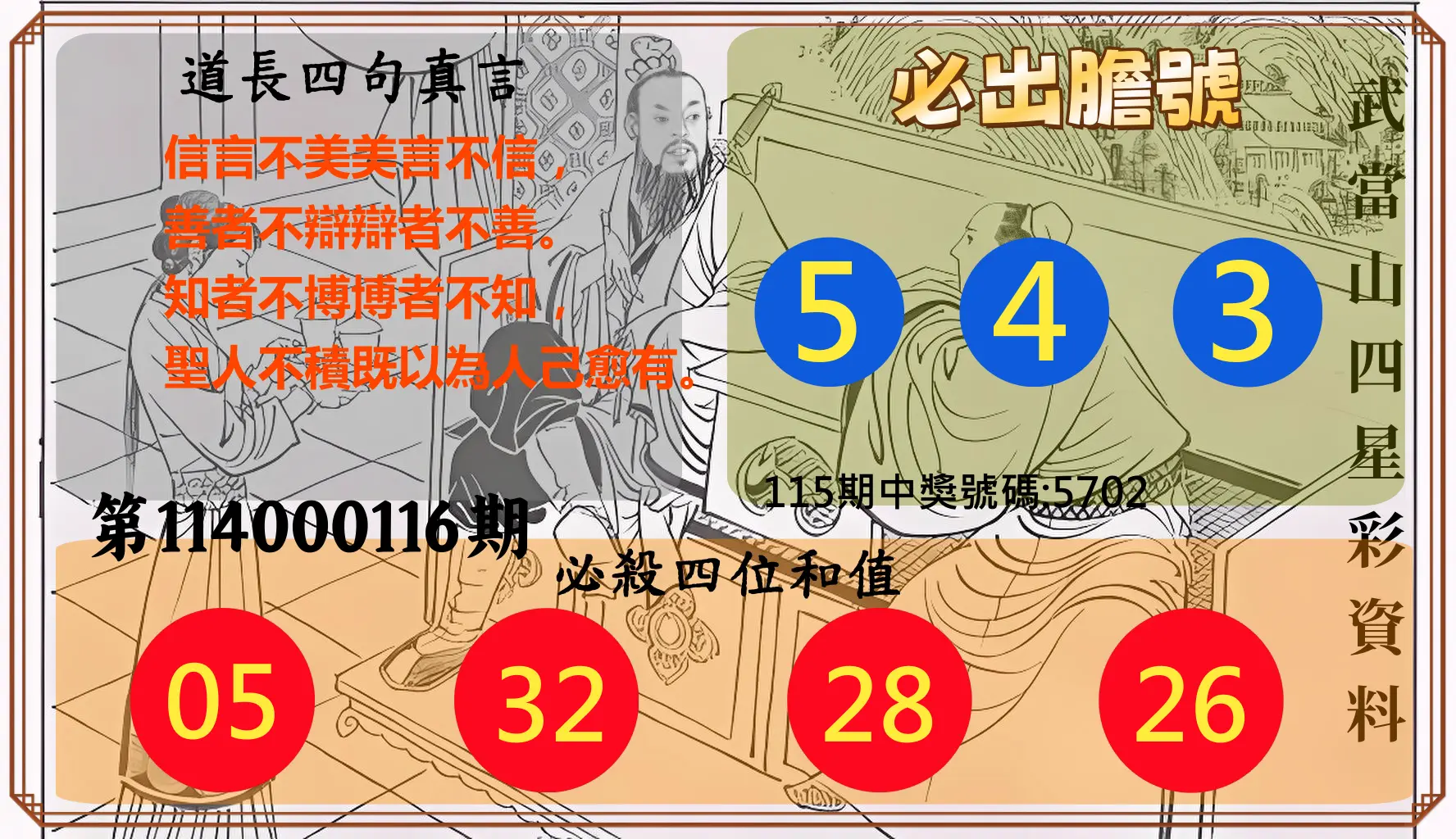 4星彩第114000116期武當山四星彩資料