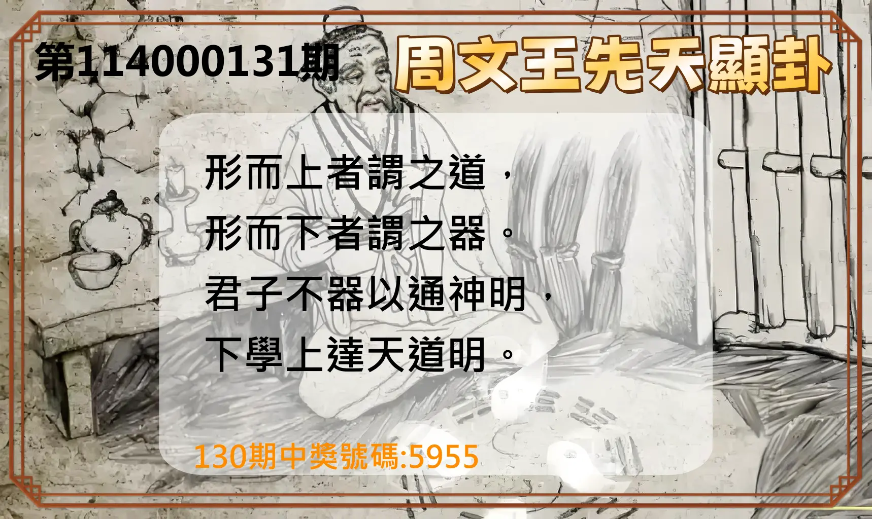 4星彩第114000131期周文王先天顯卦