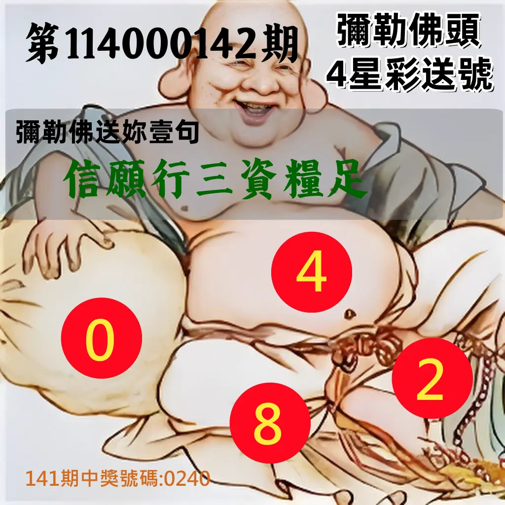 4星彩第114000142期彌勒佛頭4星彩送號