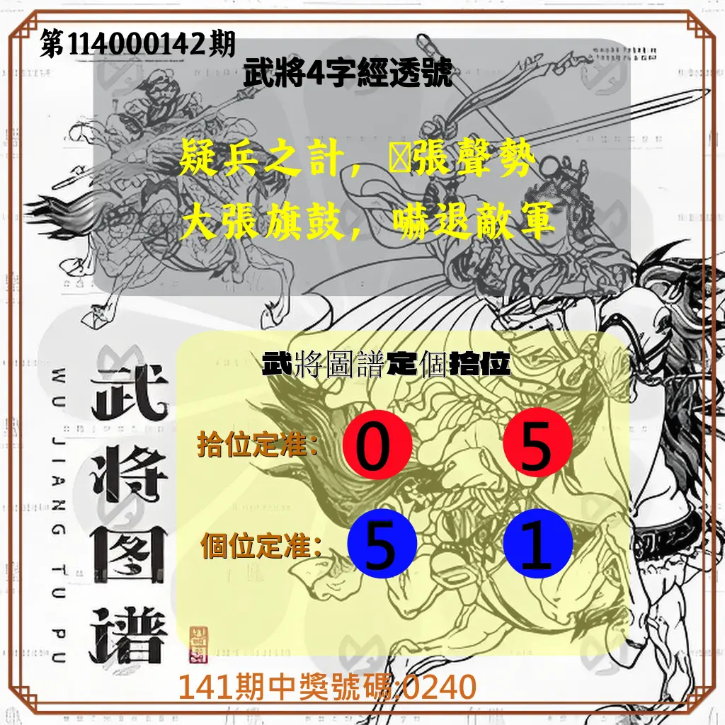 4星彩第114000142期武將圖譜