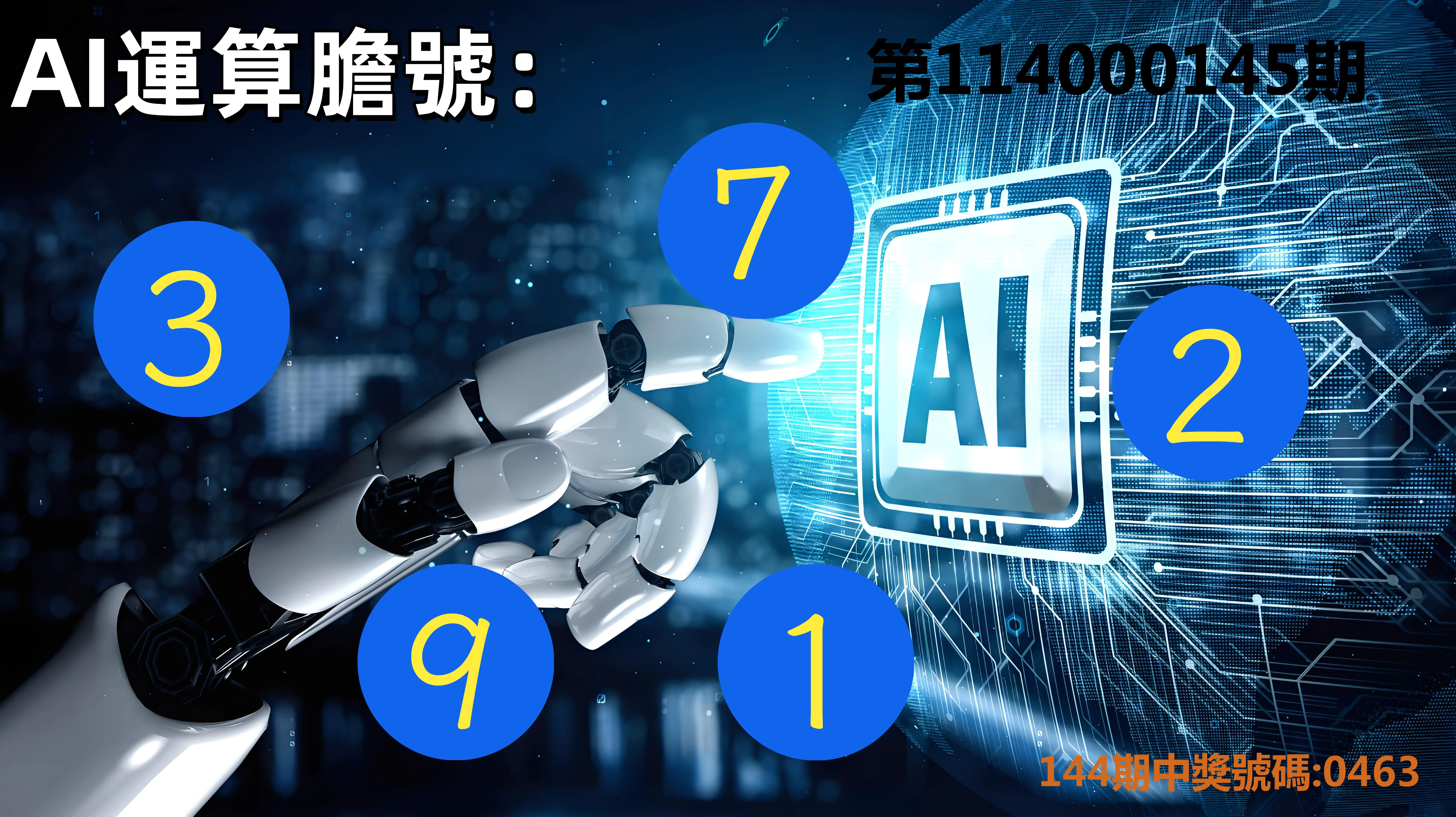 4星彩第114000145期AI運算膽號