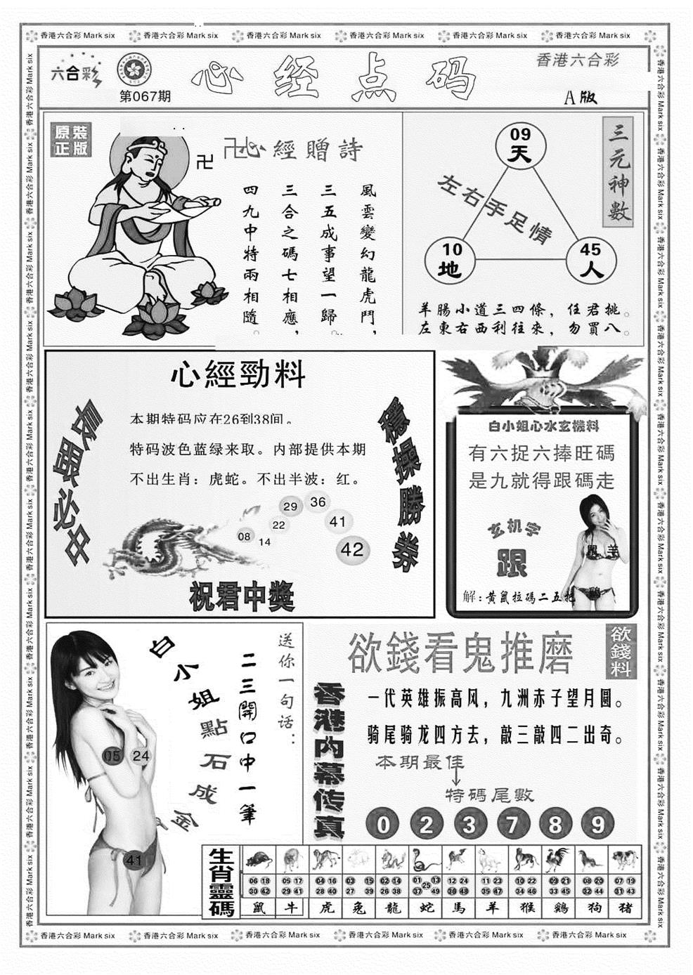 六合彩067期心经点码a（新图）(黑白)