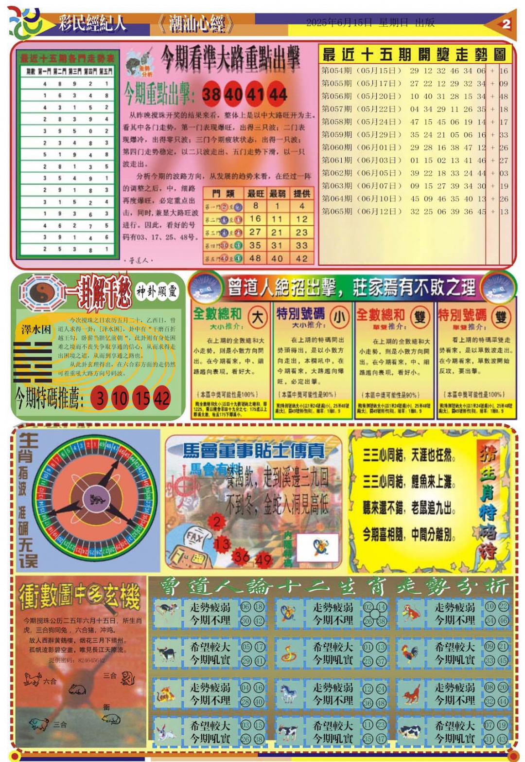 六合彩066期潮汕心经B
