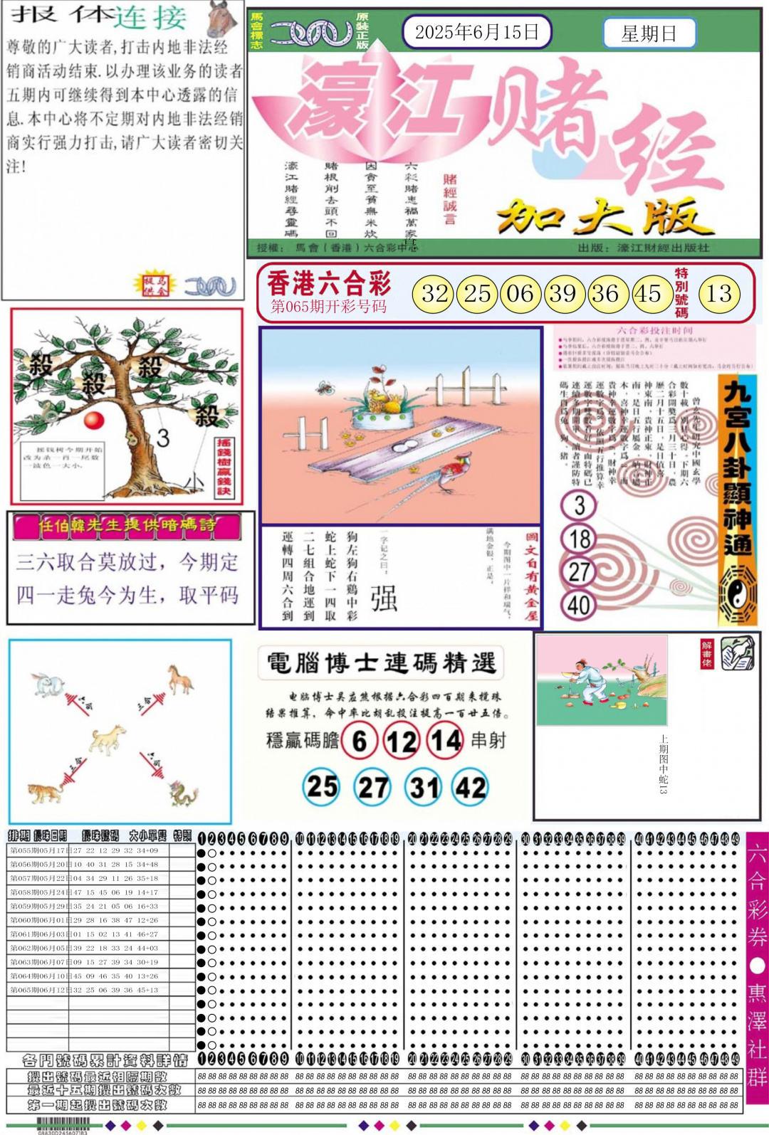 六合彩066期濠江赌经A加大版