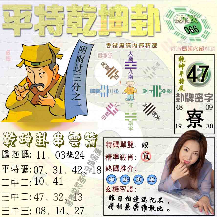 六合彩066期平特乾坤卦（荐）