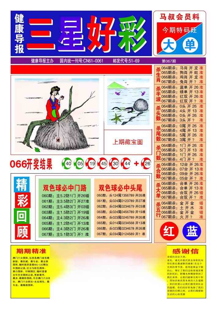 六合彩067期三星好彩1
