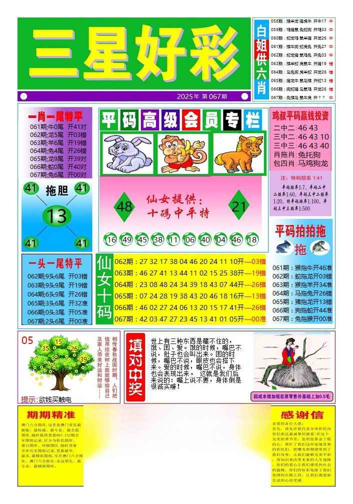 六合彩067期三星好彩4