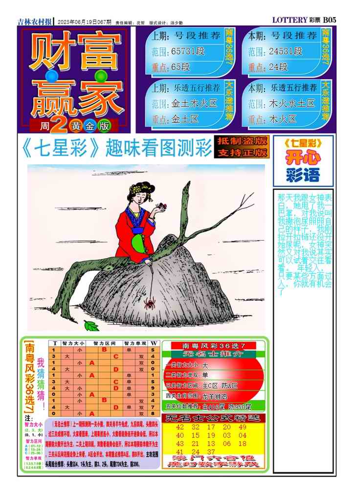 六合彩067期七星彩图(高清)A