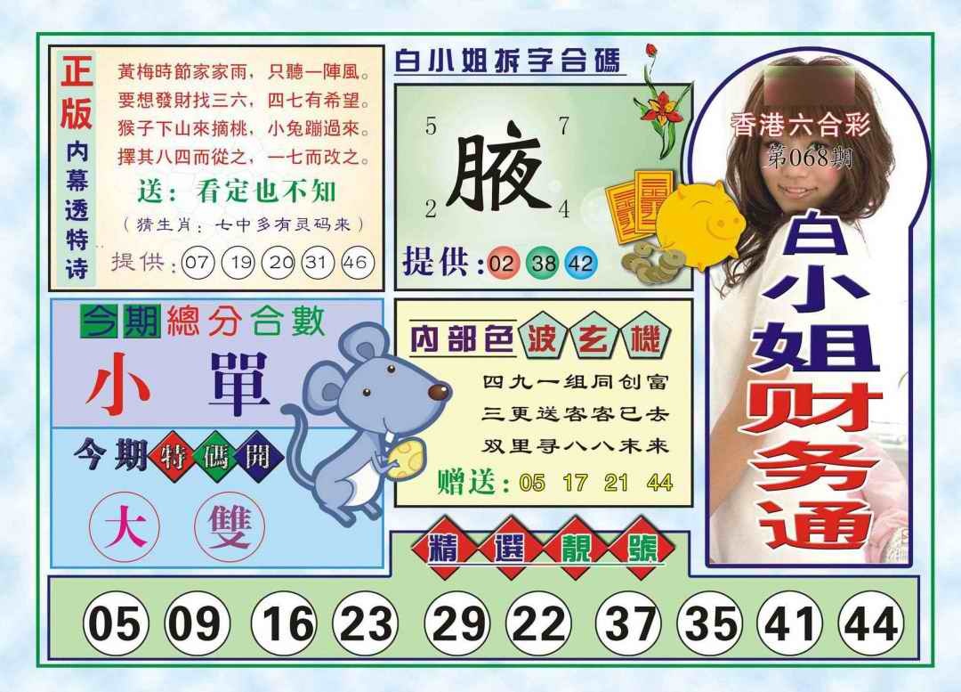 六合彩068期白小姐财务通(新图)