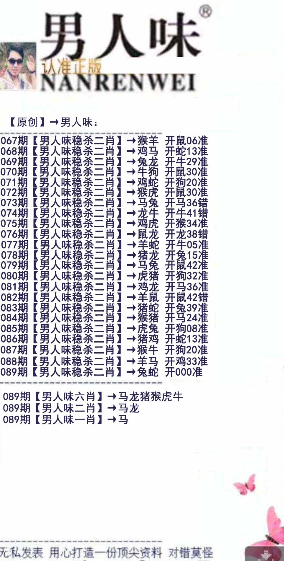 六合彩089期男人味